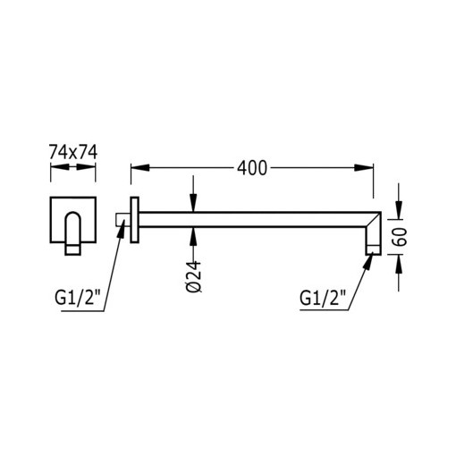 Braccio alla parete con base quadrata per doccia spruzzatore TRES