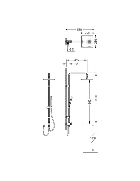 Kit De Ducha Cuadrada Con Barra Deslizable TRES