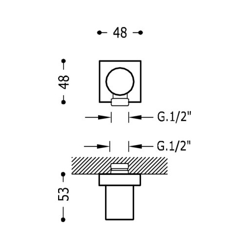 Codo Toma Pared Para Flexo TRES Con Base Rectangular