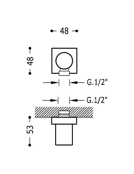 Codo Toma Pared Para Flexo TRES Con Base Rectangular