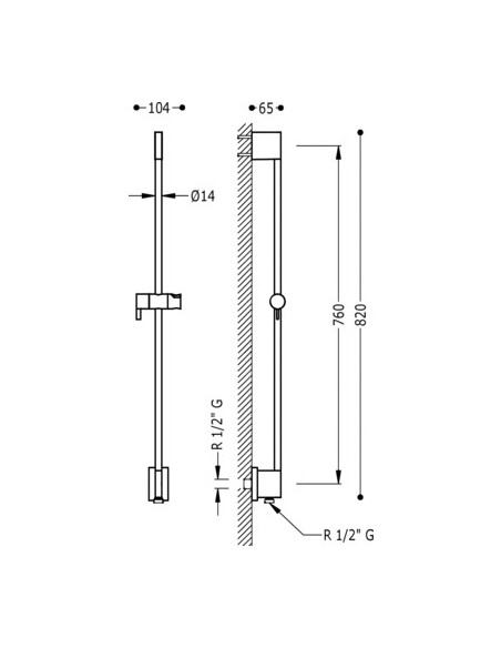 Barra de ducha deslizante con toma de agua a pared y soporte circular TRES