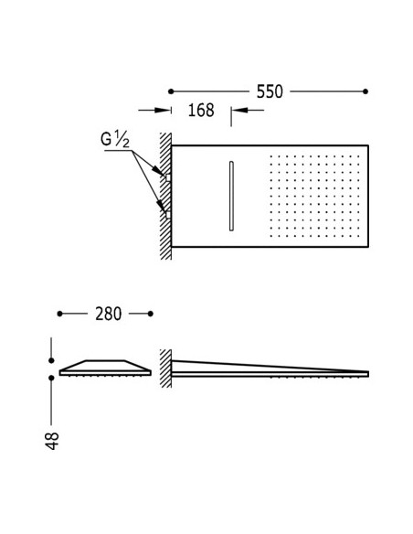 Rociador ducha INOX a pared con cascada.