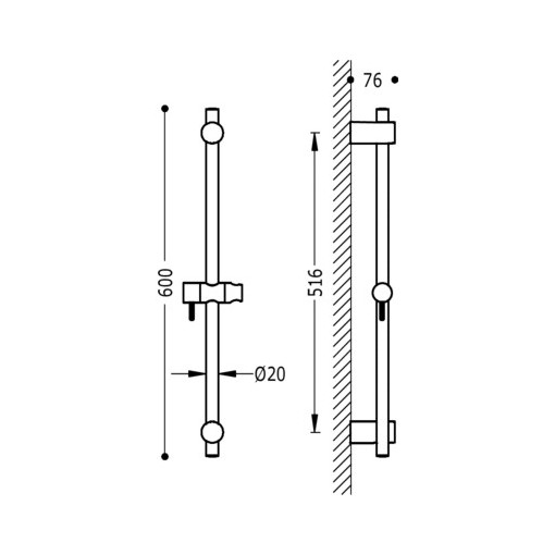 Barra  de ducha deslizante PRACTIC-MAX TRES