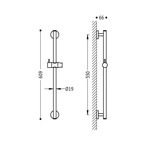 Barra de ducha deslizante MINIMAL TRES