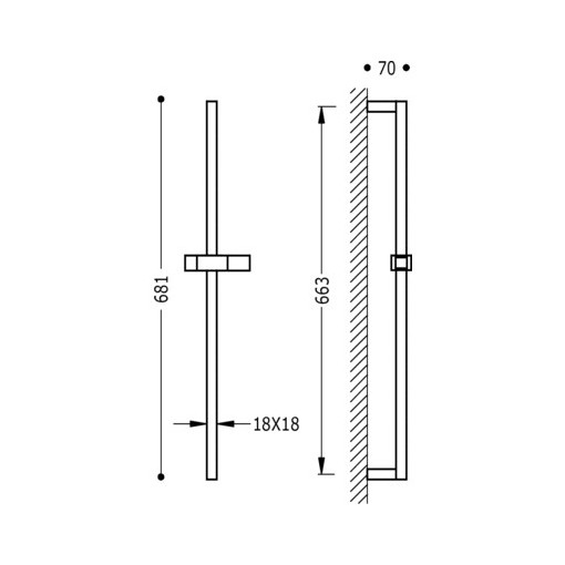 Barra De Ducha Deslizante CUADRO-SLIM TRES