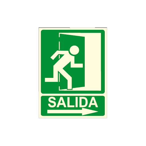 Cartel SALIDA + flecha derecha + imagen salida