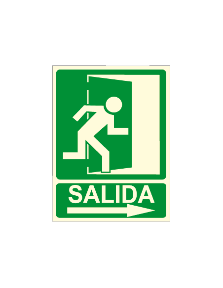 Pôster SAÍDA + seta direita + imagem de saída