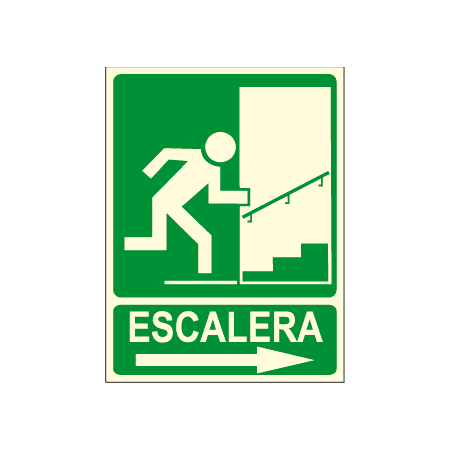 Cartel ESCALERA + flecha derecha