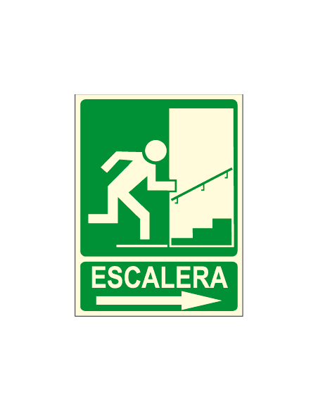 Cartel ESCALERA + flecha derecha
