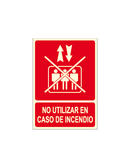 Poster NON USARE IN CASO DI INCENDIO con ascensore logo barrato