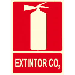 Cartel EXTINTOR CO2 con logotipo extintor contra-incendios