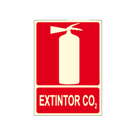 Cartel EXTINTOR CO2 con logotipo extintor contra-incendios