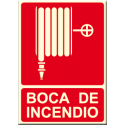 Cartel BOCA DE INCENDIO con logo manguera