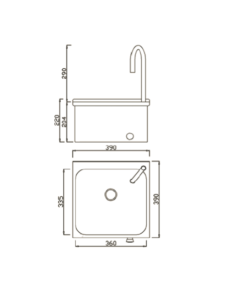 Lavamanos Mural De Un Agua Activado Con Rodilla GENWEC