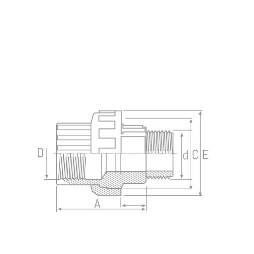 Enlace 3 piezas Doble Rosca M PVC Presión