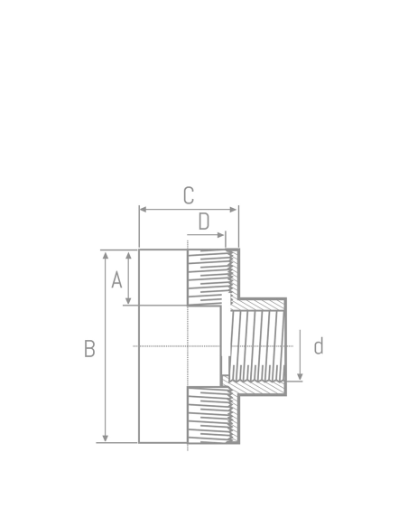 Te 90º H 3 Salidas Roscadas PVC Presión