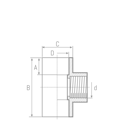 Te 90º H Salida Rosca PVC Presión