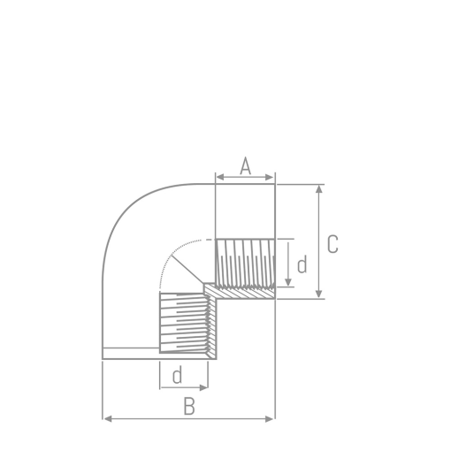 Codo 90º Doble Rosca H-H PVC Presión