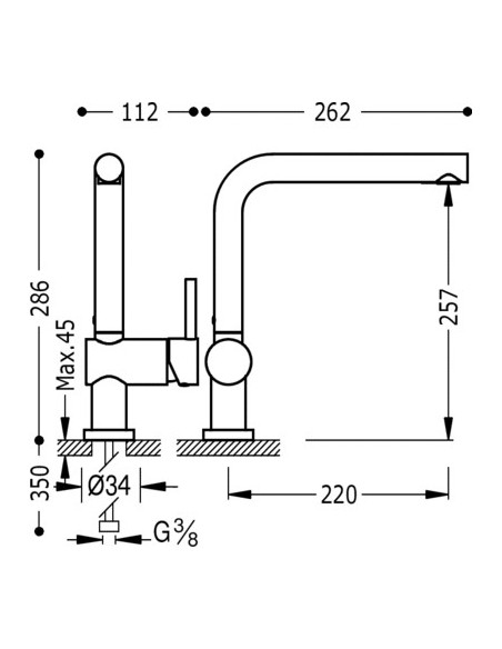 Grifo Monomando De Fregadero Vertical  TRES