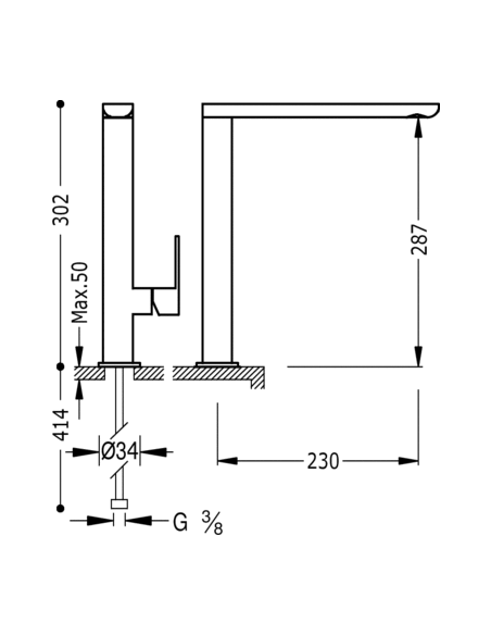 Grifo Monomando De Fregadero Vertical TOP TRES