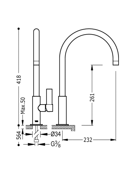 Monomando fregadero vertical CLASS  TRES