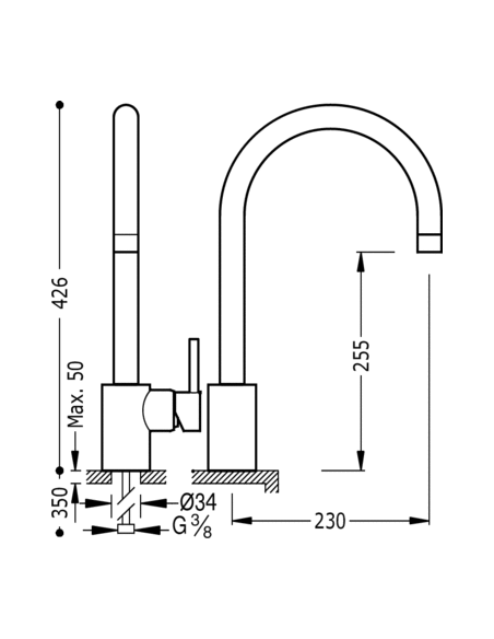 Monomando fregadero vertical MAX  TRES